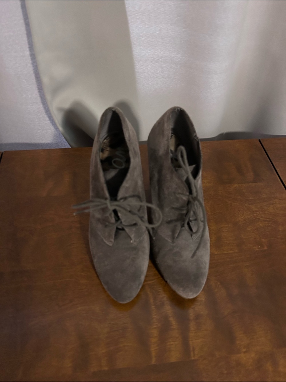 Sam Edelman Gray Suede Lace-Up Ankle Booties